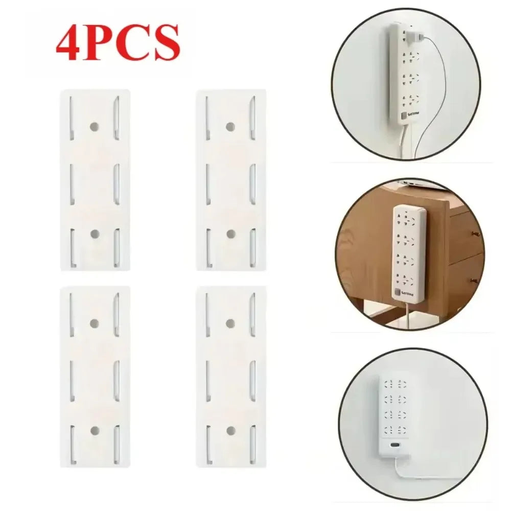 Wall Mounted Self Adhesive Power Strip Fixer Removable Cable Organizer Desktop Socket Holder for Office Home