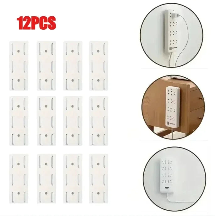 Wall Mounted Self Adhesive Power Strip Fixer Removable Cable Organizer Desktop Socket Holder for Office Home
